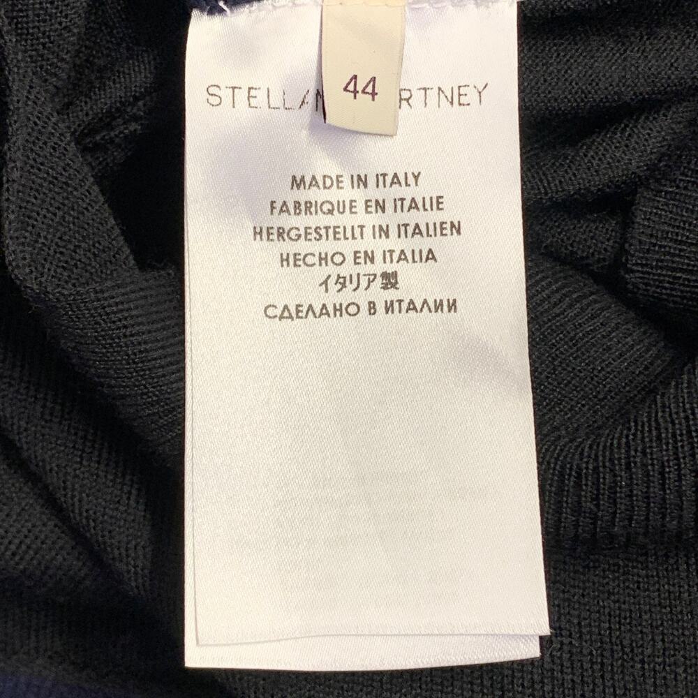 STELLA McCARTNEY Size 8 Navy Black Virgin Wool Two Tone V-Neck Cardigan - Picture 5 of 7